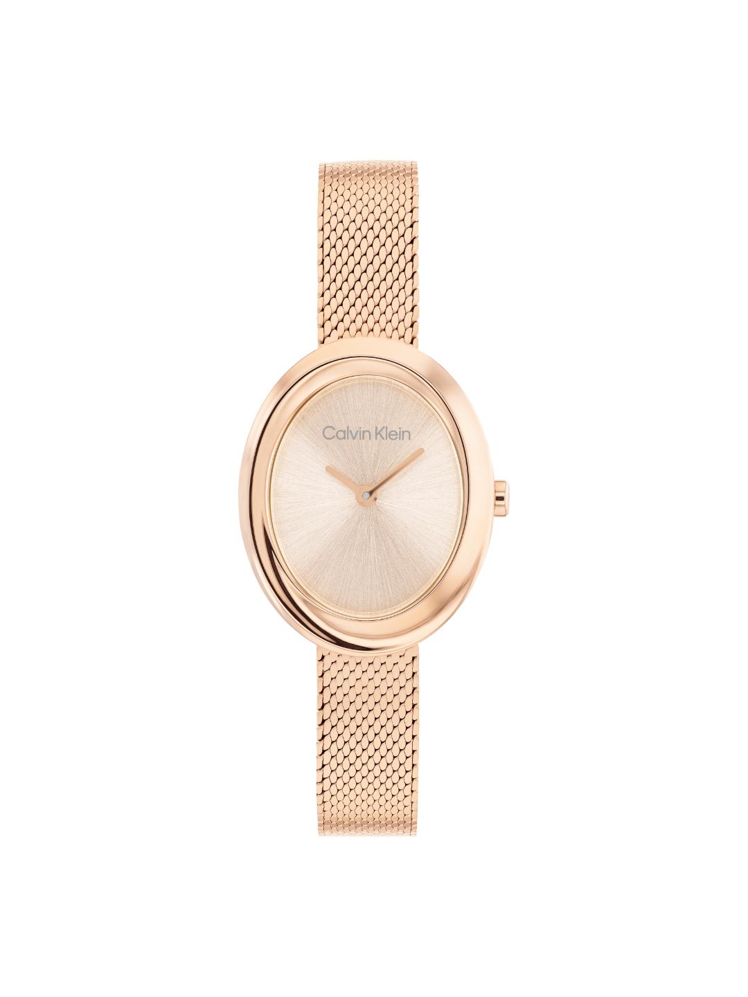 Calvin Klein Twisted Bezel Qtz Basic Mini Carnation Gold Oval Dial Women's Watch 25100153