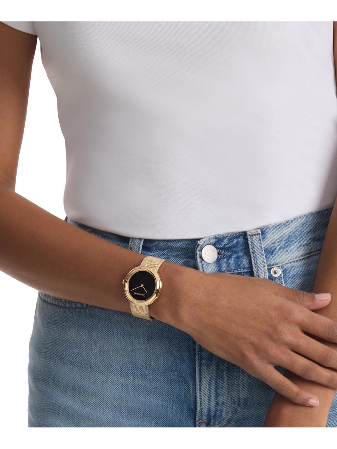 Calvin Klein Twisted Bezel Black 34 mm Dial Women Analog Watch 25200012
