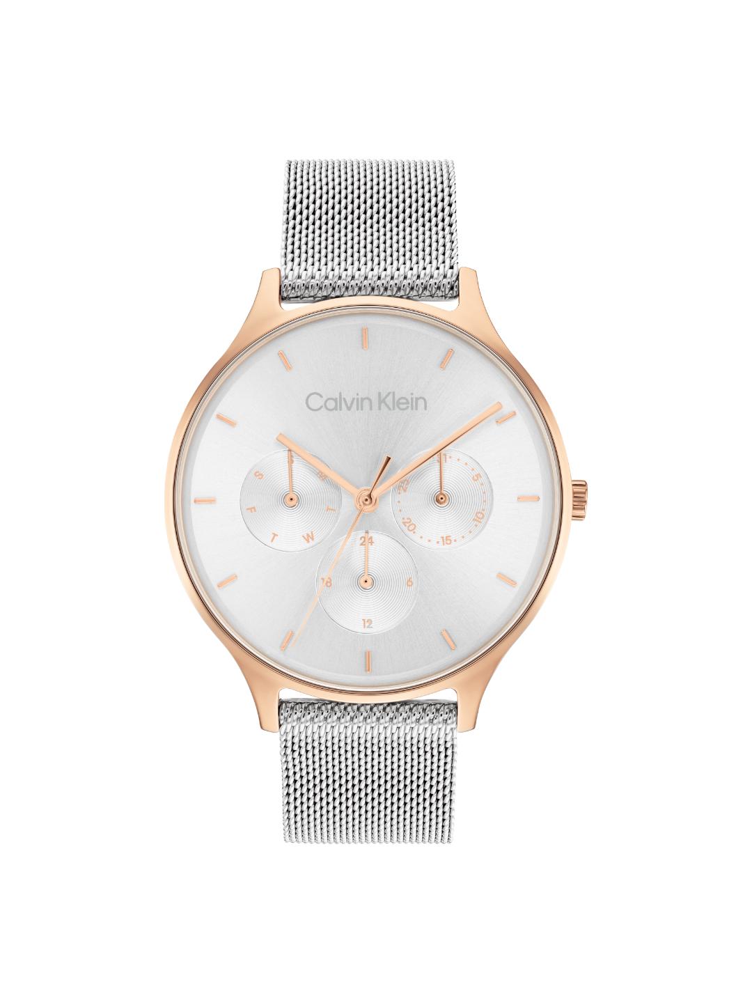 Calvin Klein Timeless Mesh Chrono White 38 mm Dial Women Analog Watch 25200106