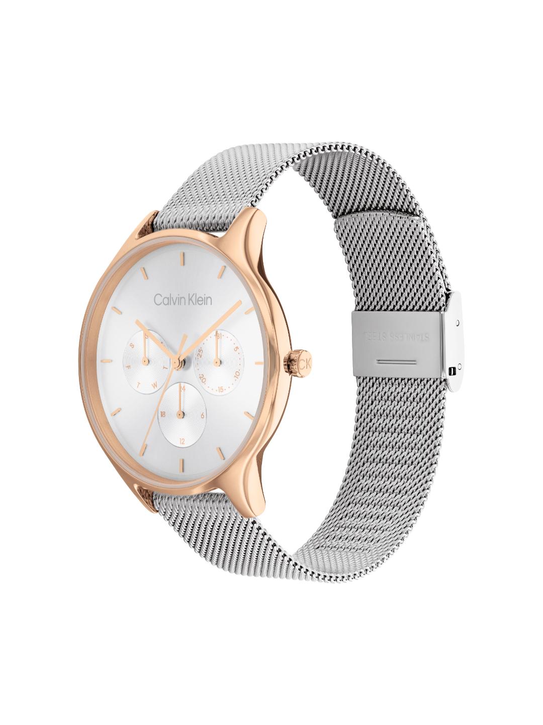 Calvin Klein Timeless Mesh Chrono White 38 mm Dial Women Analog Watch 25200106