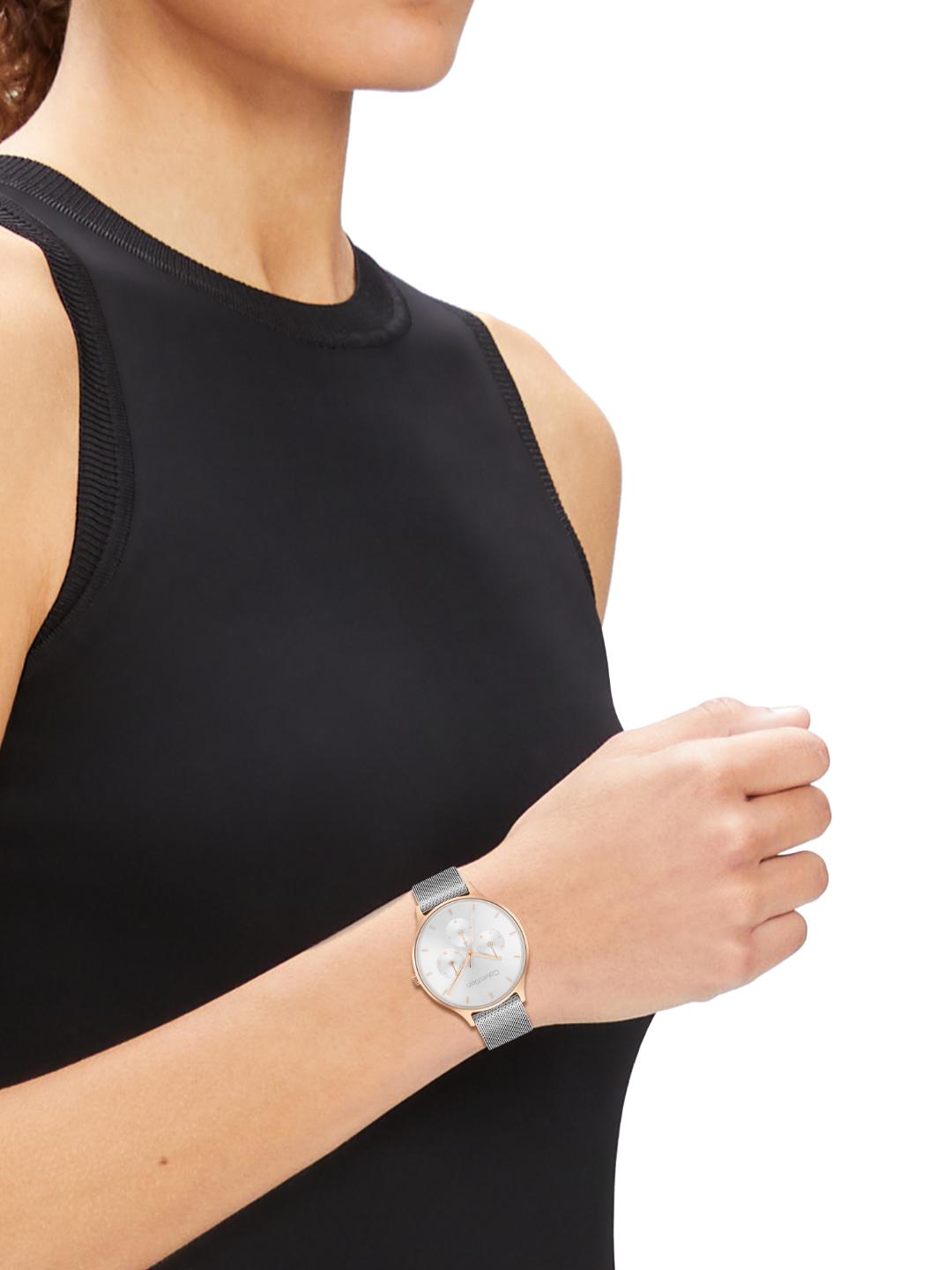 Calvin Klein Timeless Mesh Chrono White 38 mm Dial Women Analog Watch 25200106