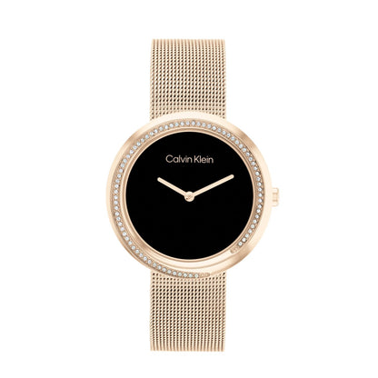 Calvin Klein TWISTED BEZEL 34 mm Black Dial Women Watch-  25200151