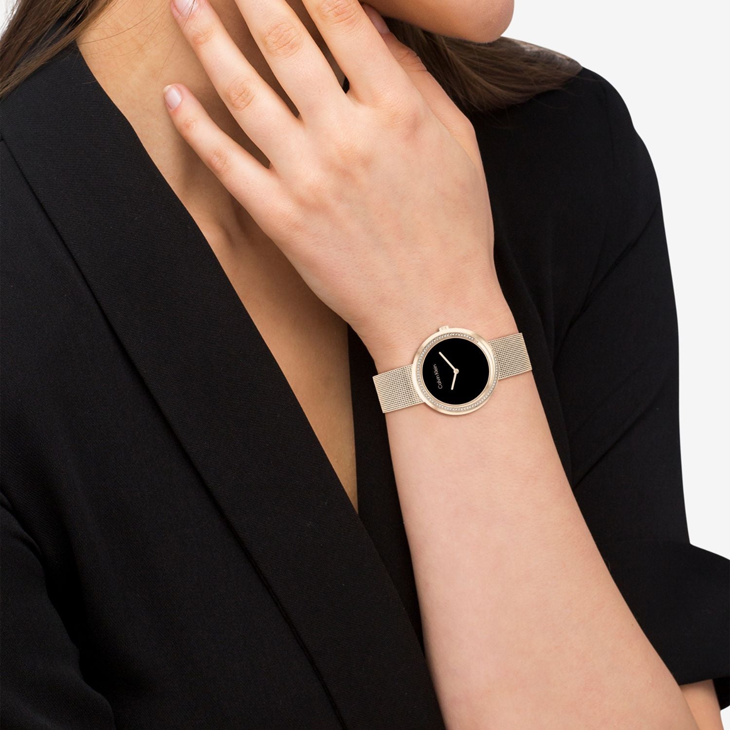 Calvin Klein TWISTED BEZEL 34 mm Black Dial Women Watch 25200151