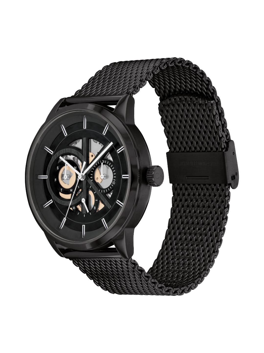 Calvin Klein Modern Skeleton Qtz Multifunction Black Round Dial Men's Watch 25200214