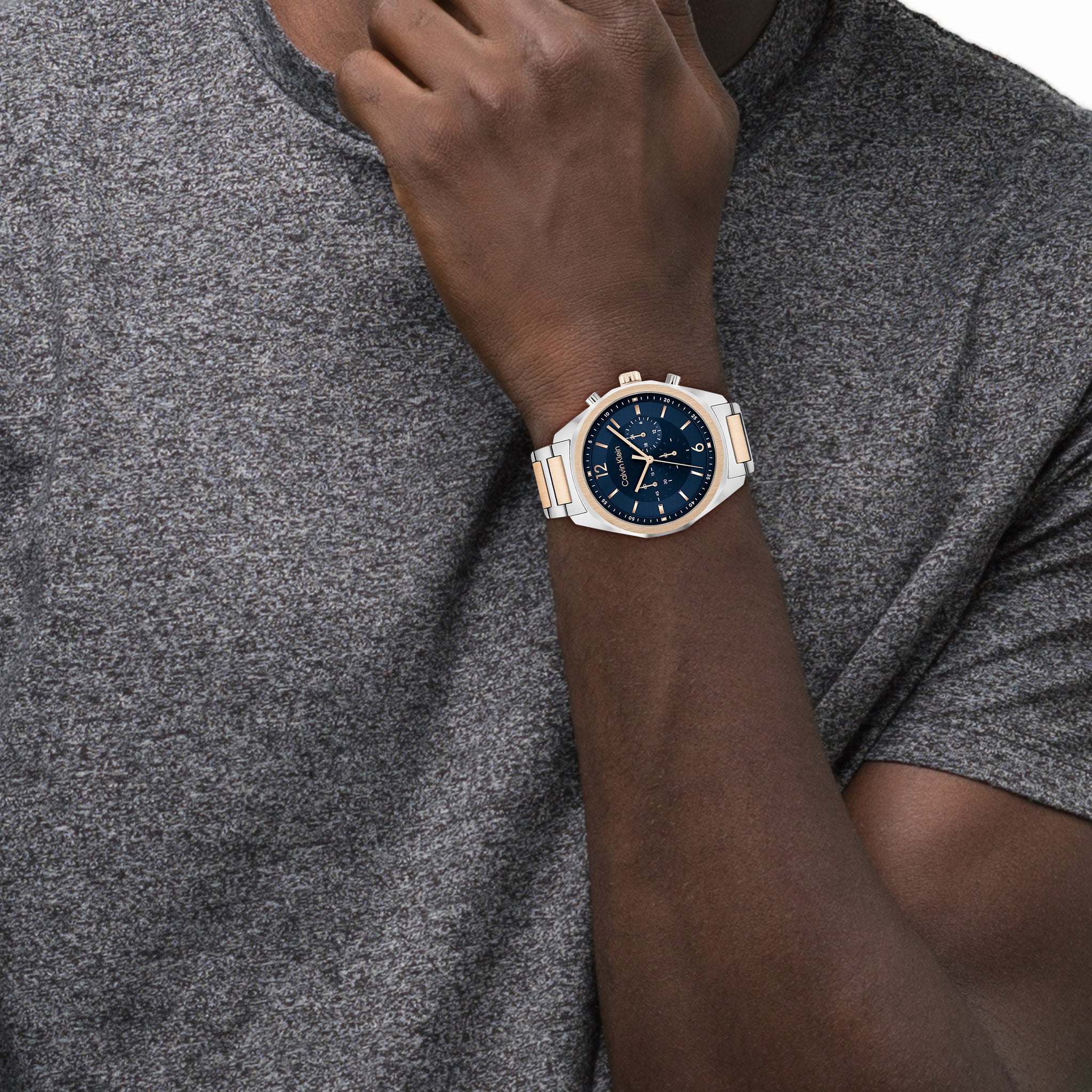 Calvin Klein Force Qtz Fashion Chrono 45 mm Blue Dial Men Watch 25200265