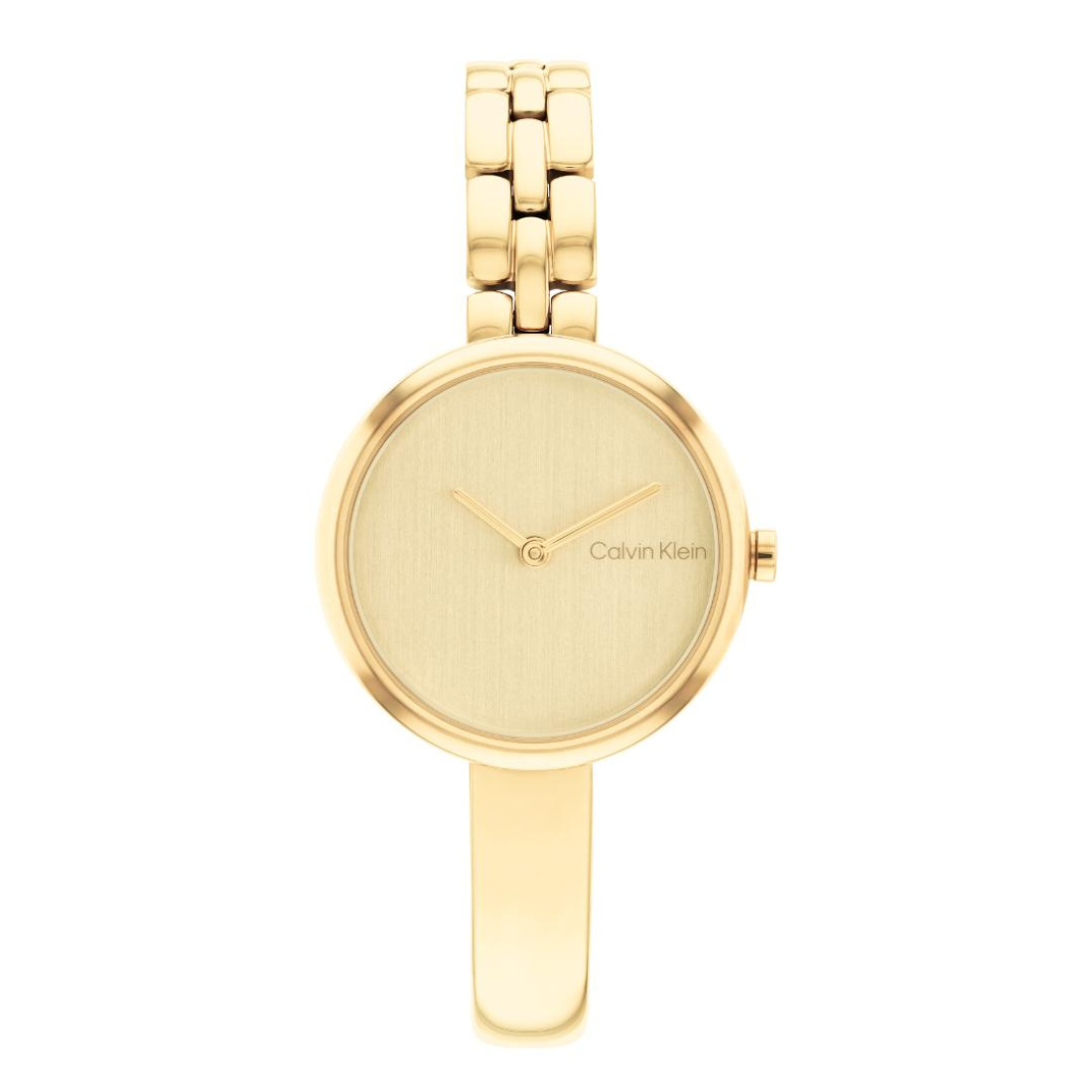 Gold watch with a white background