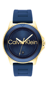 Calvin Klein Aqueous Qtz Basic Calendar 44 mm Navy Dial Men Watch 25200426