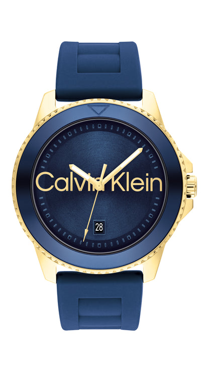 Calvin Klein Aqueous Qtz Basic Calendar 44 mm Navy Dial Men Watch- 25200426