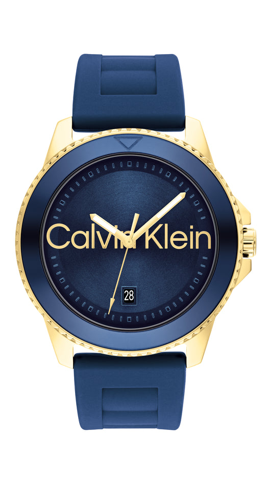 Calvin Klein Aqueous Qtz Basic Calendar 44 mm Navy Dial Men Watch- 25200426