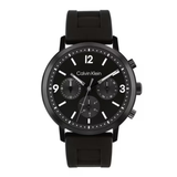 Calvin Klein Gauge Men's Chronograph Watch with Black Dial and Black Silicon Strap