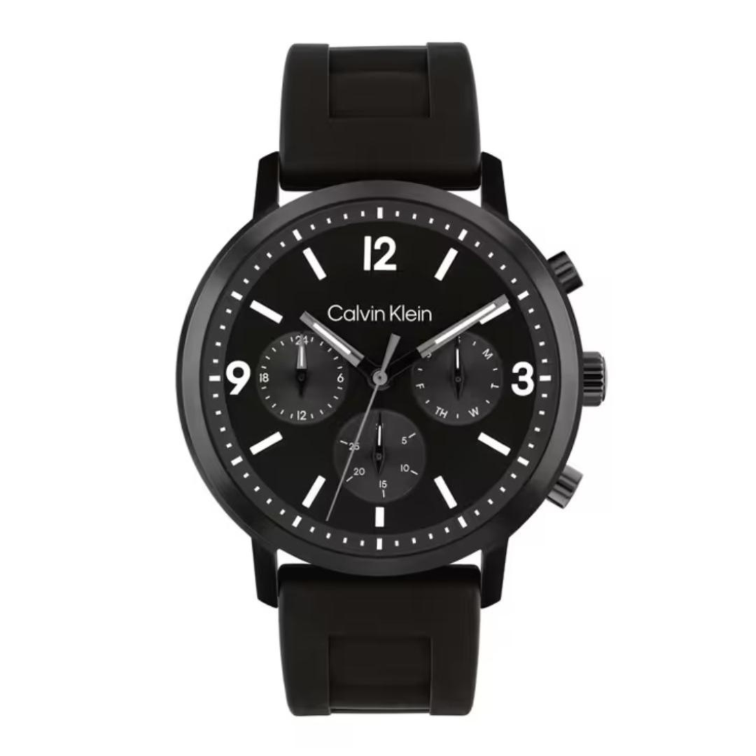 Calvin Klein Gauge Men's Chronograph Watch with Black Dial and Black Silicon Strap