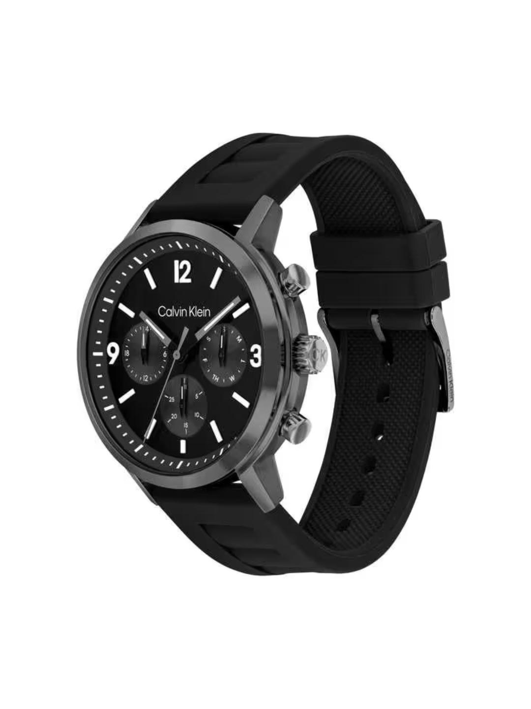 Calvin Klein Men 44 mm Quartz Analog Black Dial Silicon Strap Watch 25200461