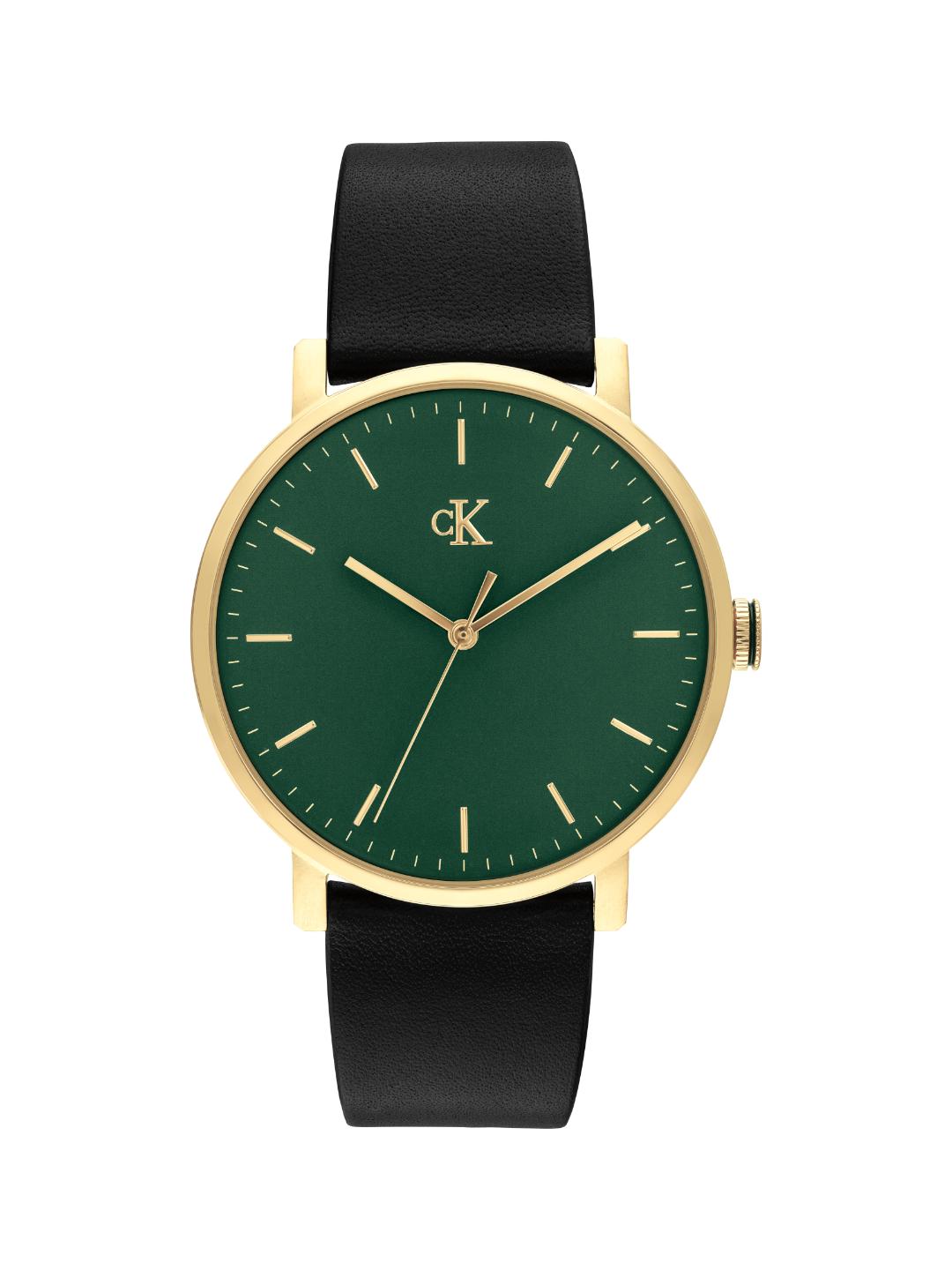 Calvin Klein Ck Real Qtz Basic Slim Green Round Dial Men's Watch 25200570