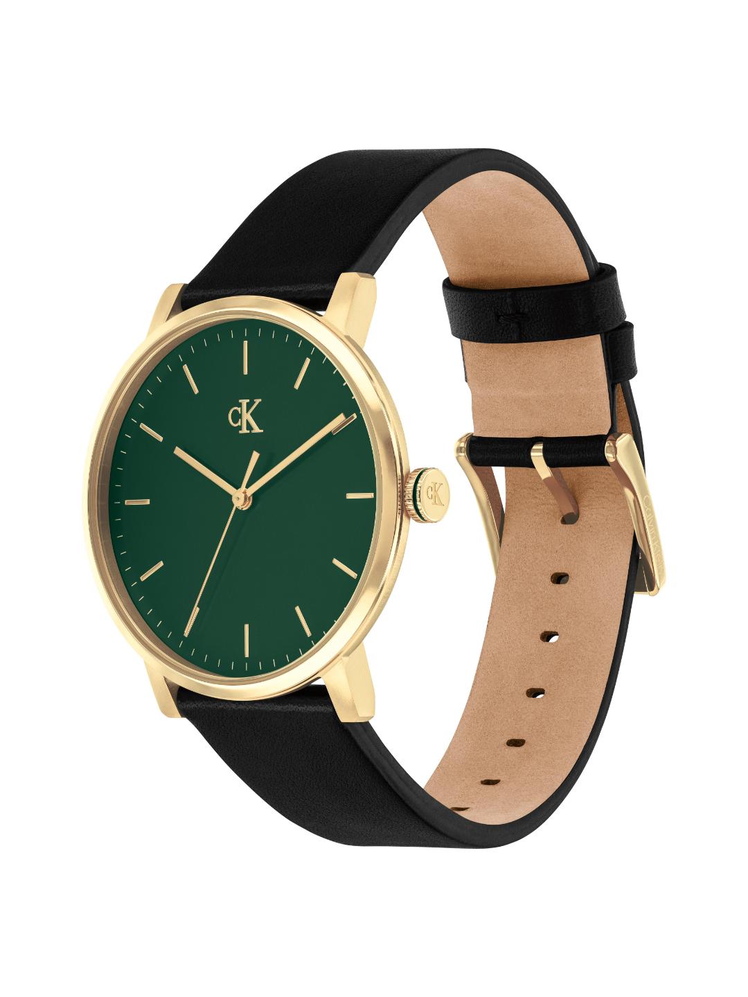 Calvin Klein Ck Real Qtz Basic Slim Green Round Dial Men's Watch 25200570