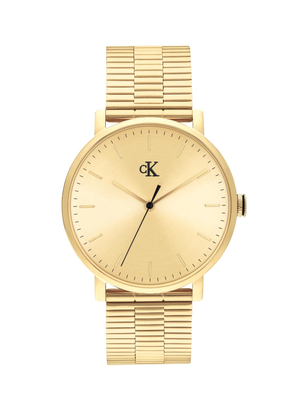 Calvin Klein Ck Real Qtz Basic Slim Thin Gold Round Dial Men's Watch 25200599