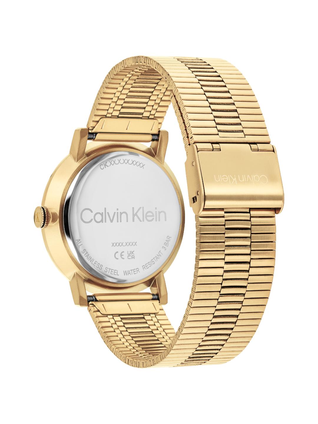 Calvin Klein Ck Real Qtz Basic Slim Thin Gold Round Dial Men's Watch 25200599