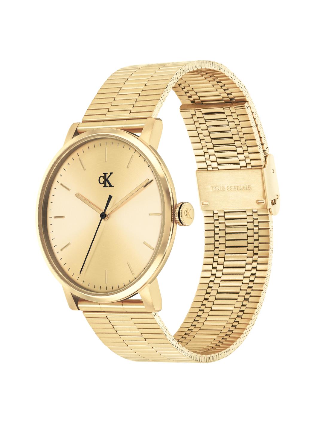 Calvin Klein Ck Real Qtz Basic Slim Thin Gold Round Dial Men's Watch 25200599