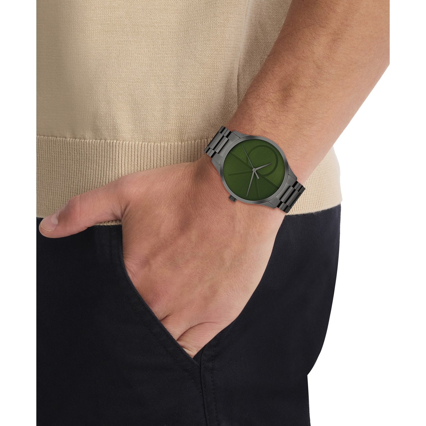 Calvin Klein ICONIC 42 mm Green Dial Unisex Watch-  25300027