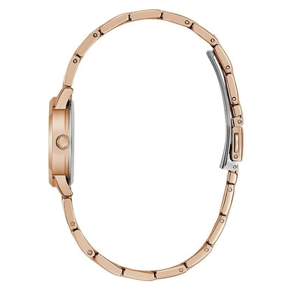 Guess Gb Elle Analog Watch for Woman with White Round Dial & Rose Gold Tone Stainless Steel Bracelet Band Water Resistant Women's Wrist Watches - U1458L4M