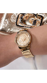 Guess Petal Round 36mm Champagne Dial Analog Women Watch GW0747L2