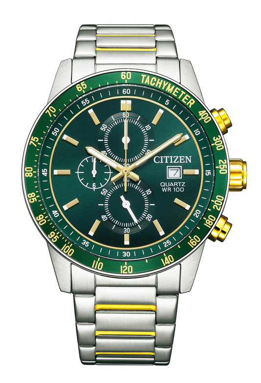 Citizen Quartz Chronograph 44 mm Green Dial Men Watch-AN3689-55X