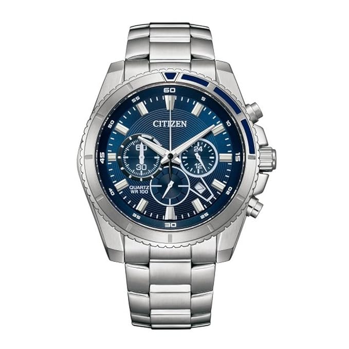 Citizen Men 46.4 mm Automatic Analog Blue Dial Stainless Steel Strap Watch AN8201-57L