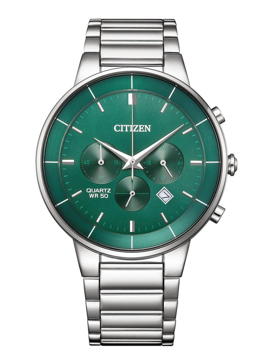 Citizen Men 42 mm Size Green Dial Chronograph Watch- AN8220-52X