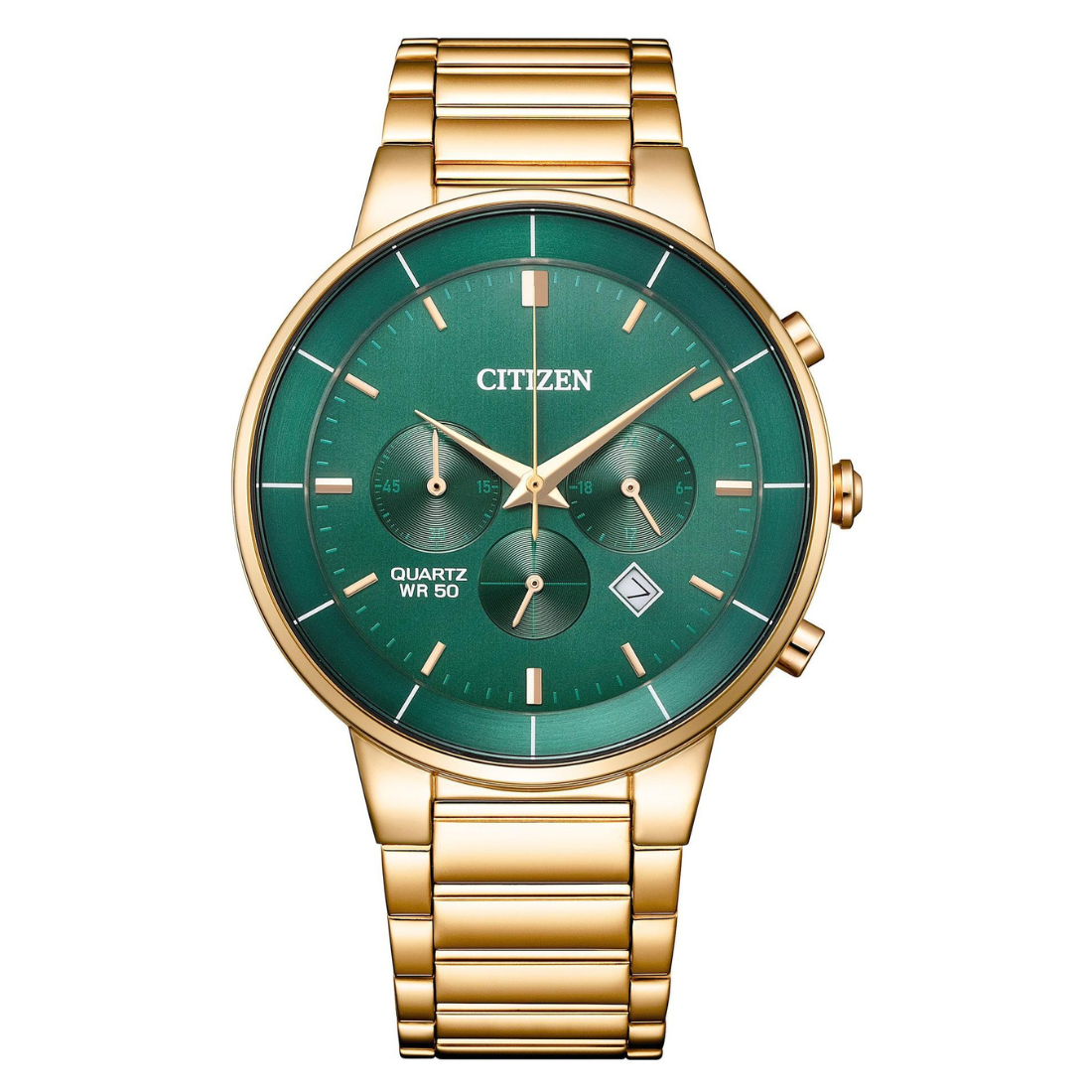 Citizen Men 42 mm Size Green Dial Chronograph Watch- AN8223-54X