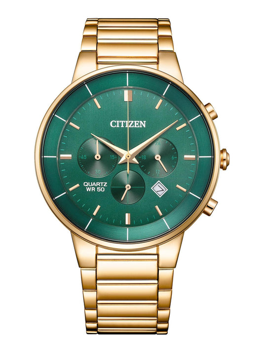 Citizen Men 42 mm Size Green Dial Chronograph Watch- AN8223-54X