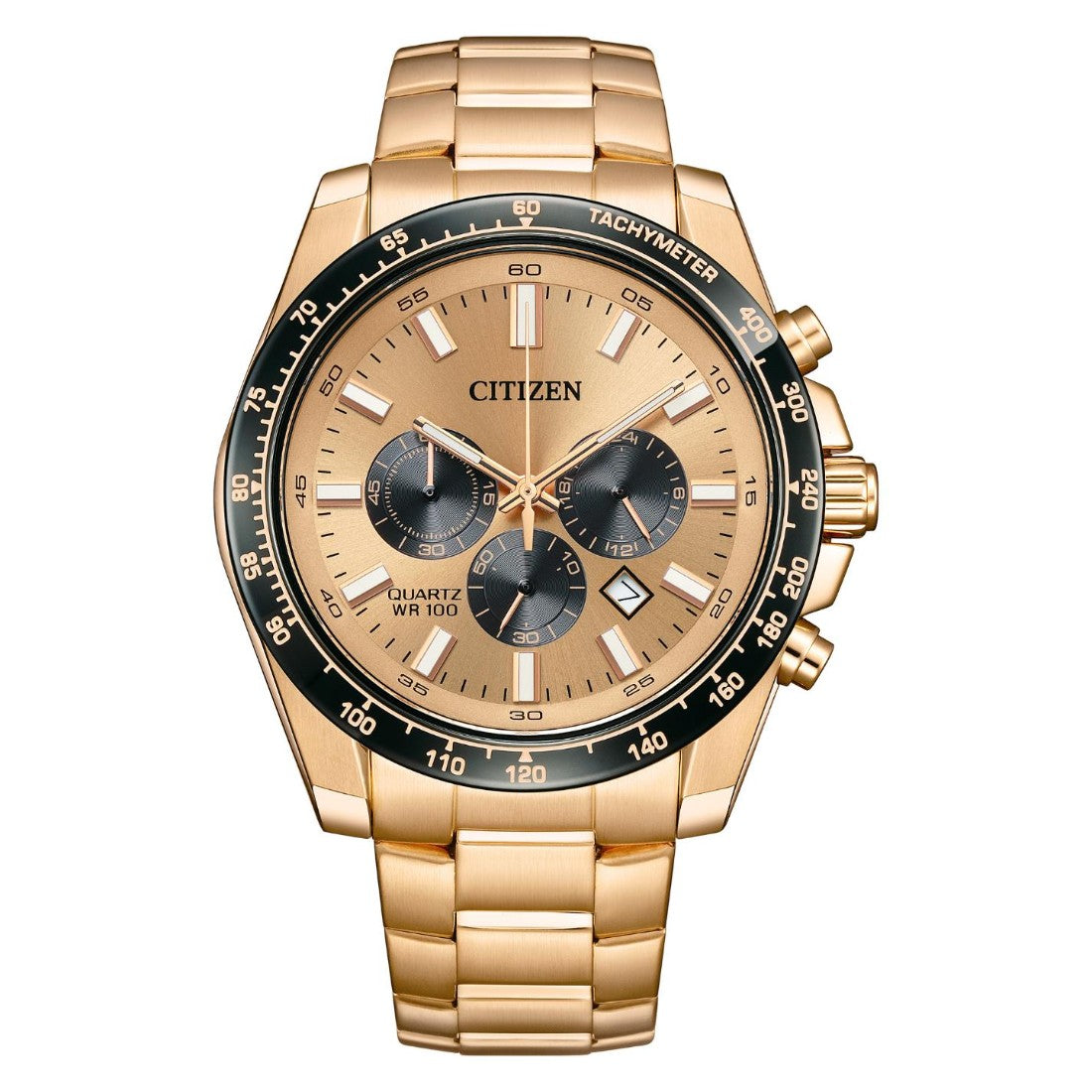 Citizen AQ Chronograph 44 mm Rose Gold Dial Men Watch AN8236-52P