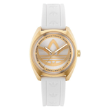 Adidas Originals Unisex 39 mm Edition One Silver Dial White Silicone Strap Watch AOFH23012