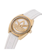 Adidas Originals Unisex 39 mm Edition One Silver Dial White Silicone Strap Watch AOFH23012