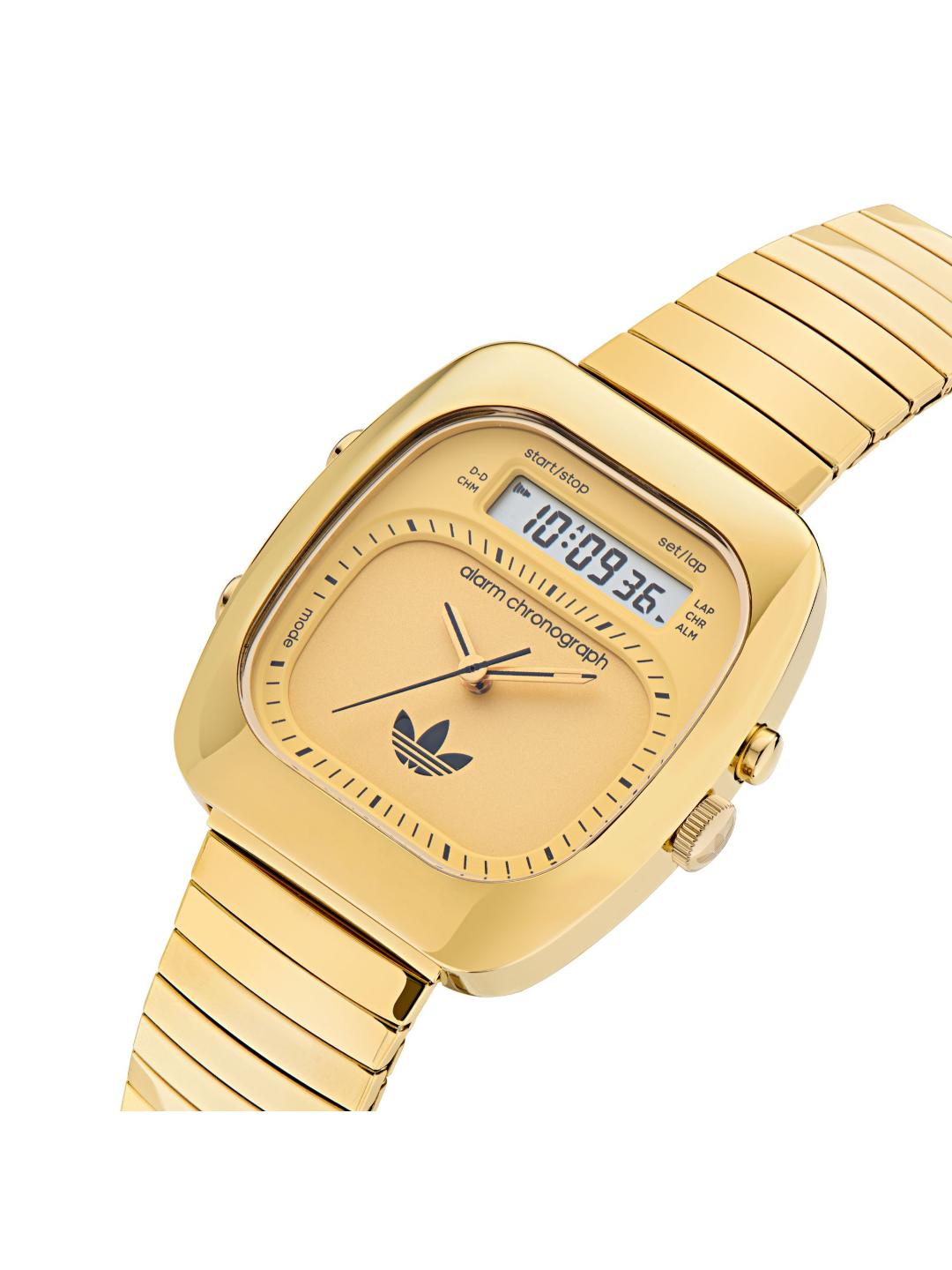Adidas Originals AO Style Unisex 37 mm Gold-Tone Dial Ani-Digi Watch AOSY25014