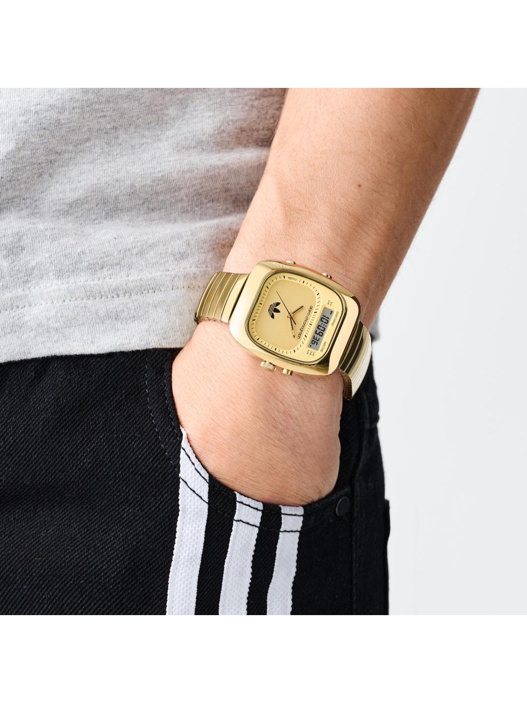 Adidas Originals AO Style Unisex 37 mm Gold-Tone Dial Ani-Digi Watch AOSY25014