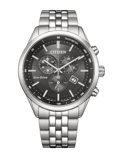Citizen Eco drive Chronograph 42 mm Black Dial Men Watch- AT2570-56E