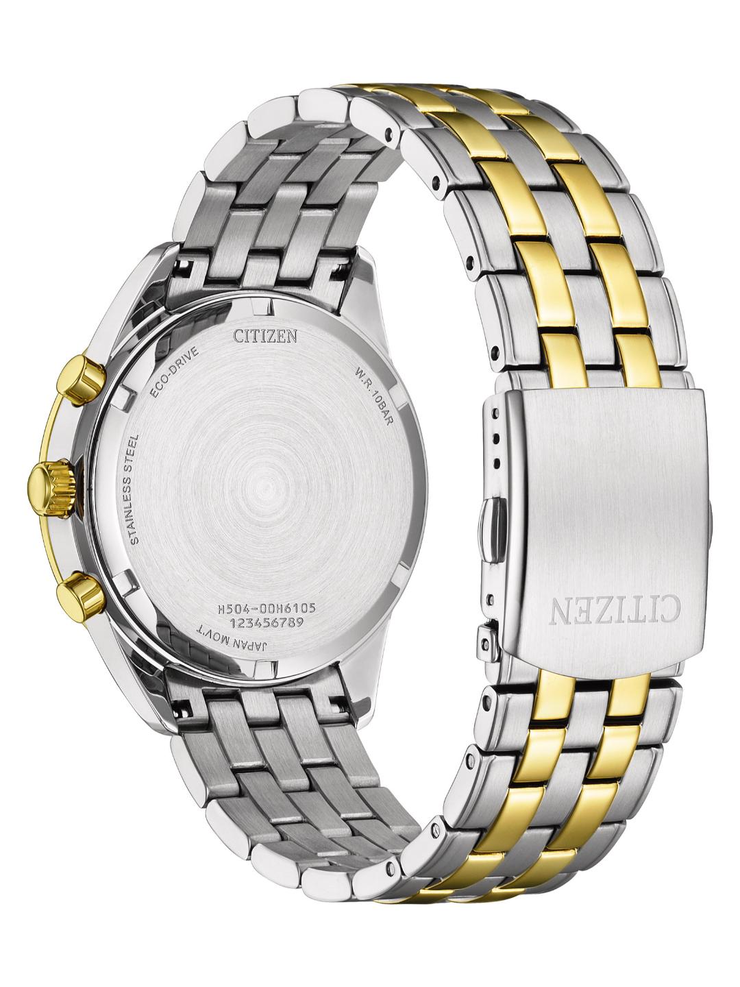 Eco-drive Men Quartz Grey Dial Chronograph Stainless Steel Watch AT2604-56H