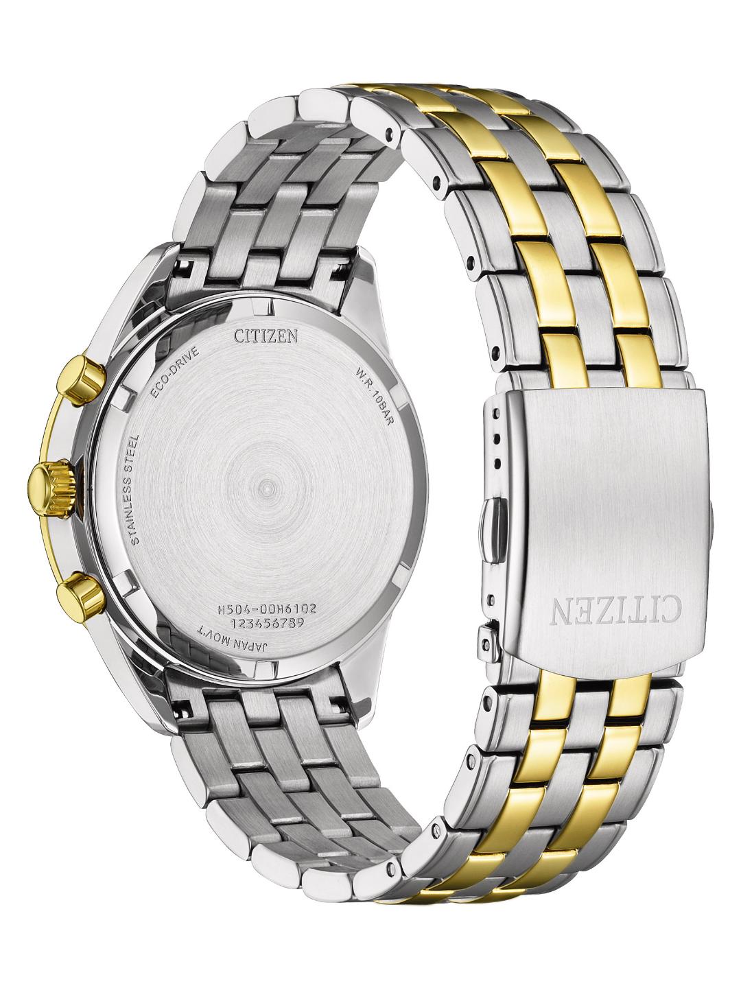 Eco-drive Men Quartz Green Dial Chronograph Stainless Steel Watch AT2604-56X