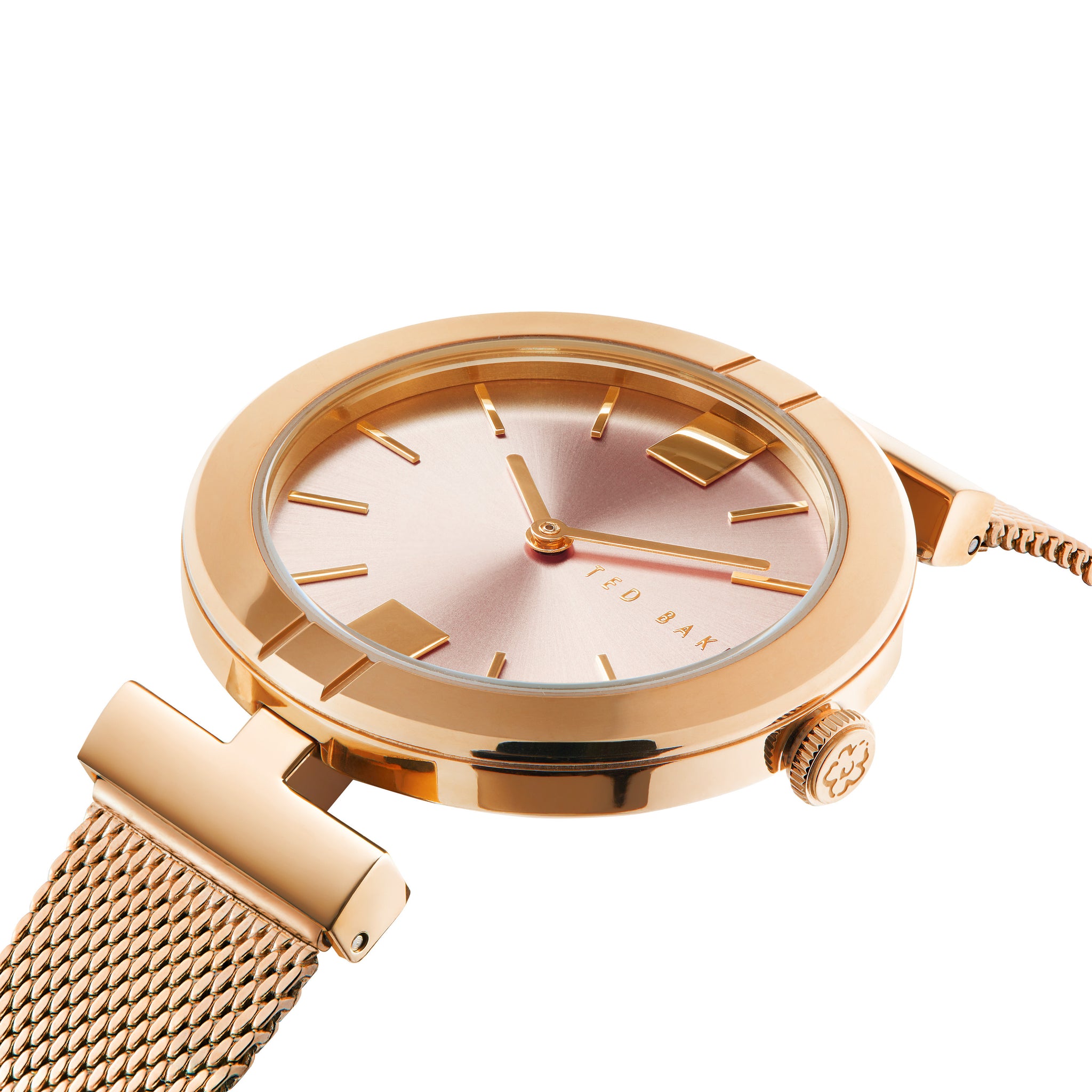 Ted Baker Women 36 mm Quartz Analog Pink Dial Rose Gold Stainless Steel Mesh Strap Watch BKPDAF204