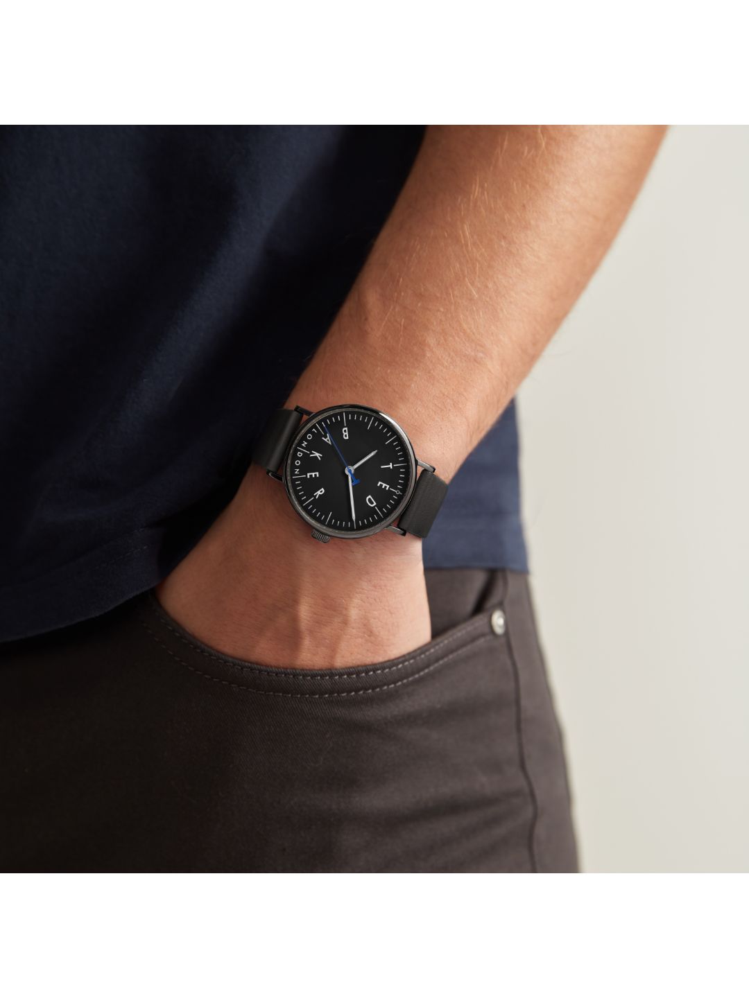 Ted Baker Men 41 mm Quartz Analog Black Dial Black Leather Strap Watch BKPDPS303