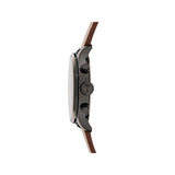 Ted Baker Men 44 mm Quartz Chronograph Analog Black Dial Brown Leather Strap Watch BKPFMF406