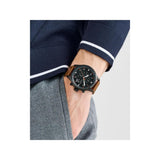 Ted Baker Men 44 mm Quartz Chronograph Analog Black Dial Brown Leather Strap Watch BKPFMF406