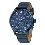 Blue Ted Baker watch with a detailed face on a white background