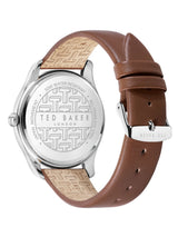 Ted Baker Men 40 mm Quartz Analog White Dial Black Leather Strap Watch BKPLTF206
