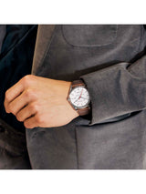 Ted Baker Men 40 mm Quartz Analog White Dial Black Leather Strap Watch BKPLTF206