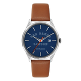 Ted Baker Men 40 mm Quartz Analog Blue Dial Tan Leather Strap Watch BKPLTF207