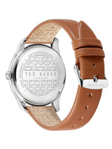 Ted Baker Men 40 mm Quartz Analog Blue Dial Tan Leather Strap Watch BKPLTF207