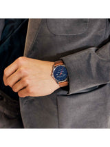 Ted Baker Men 40 mm Quartz Analog Blue Dial Tan Leather Strap Watch BKPLTF207