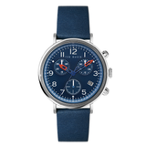 Ted Baker Men 41 mm Quartz Chronograph Analog Blue Dial Blue Leather Strap Watch BKPMMF127