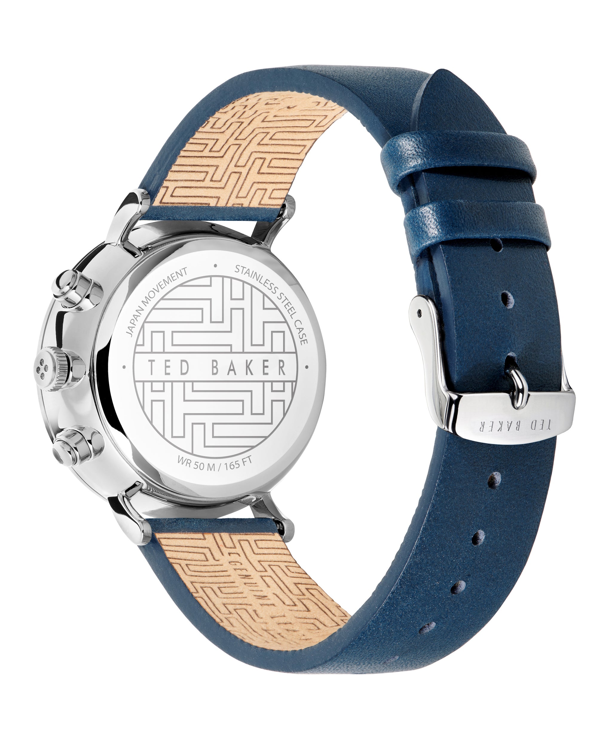 Ted Baker Men 41 mm Quartz Chronograph Analog Blue Dial Blue Leather Strap Watch BKPMMF127