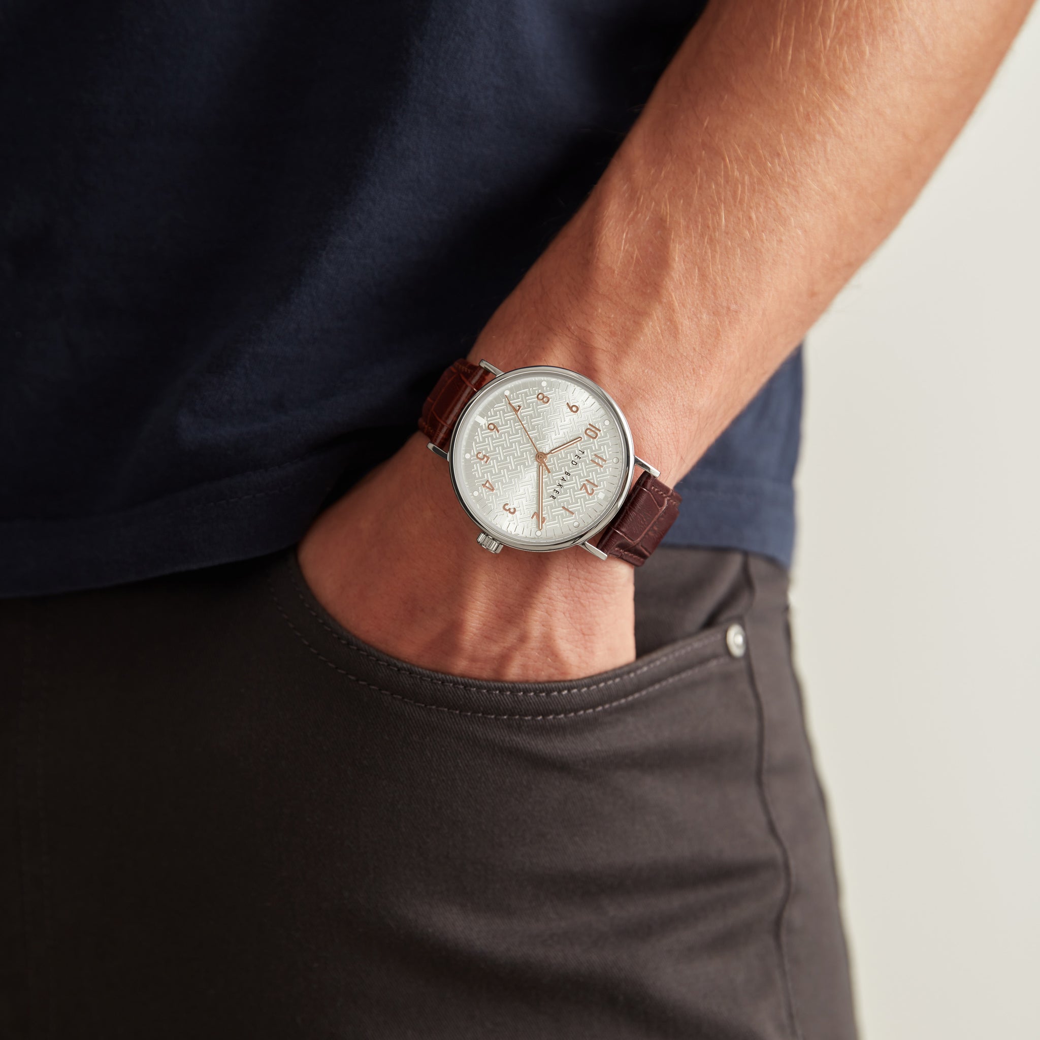 Ted Baker Silver Tone Dial Men Watch BKPMMS115